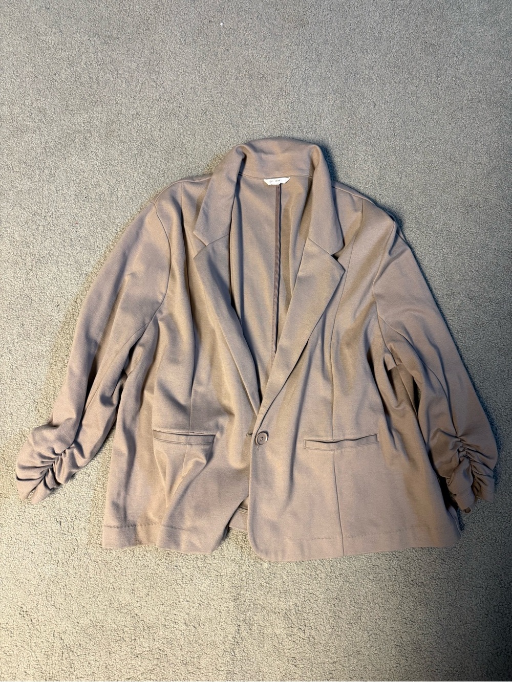 Tan Ruched-Sleeve Blazer Jacket - Unbranded
